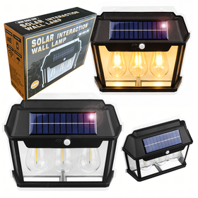 Lampa Solarna Led Potrójna Kinkiet Ogrodowy Elewacyjny z Czujnikiem Ruchu 