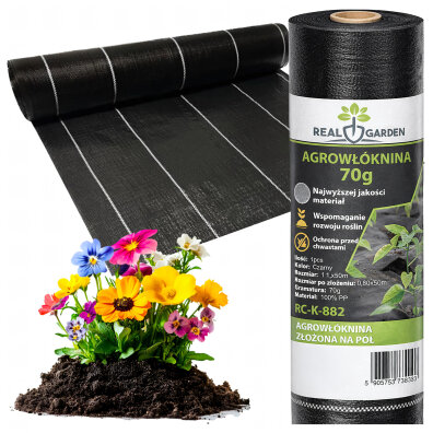 Agrowłóknina 70g 1,6m x 50m Czarna UV Agrotkanina Mata Antychwastowa