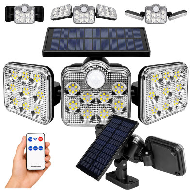 Lampa Solarna Ogrodowa 138 Led Zewnętrzna z Czujnikiem Ruchu Zmierzchu Pilot