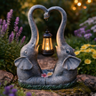 Figurka Lampka Lampa Ozdoba Ogrodowa Solarna Led Słoń Słonik z Lampionem  (9)