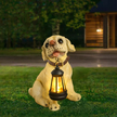 Lampa Lampka Solarna Ogrodowa Ozdobna Ozdoba Pies z Lampionem Led Dekoracja (13)