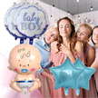 Balony na Baby Shower Bobas Chłopiec Baby Boy Zestaw 5 szt Gwiazdki Balon (7)