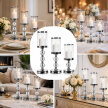 Świecznik Świeczniki Szklane Metalowe Srebrne Lampion Glamour Zestaw 3 szt (8)