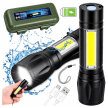 Latarka Taktyczna Mocna LED COB USB Wojskowa Akumulatorowa Etui Lampka Zoom (1)