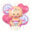 Balony na Baby Shower Bobas Dziewczynka Baby Girl Zestaw 5 szt Gwiazdki  (2)