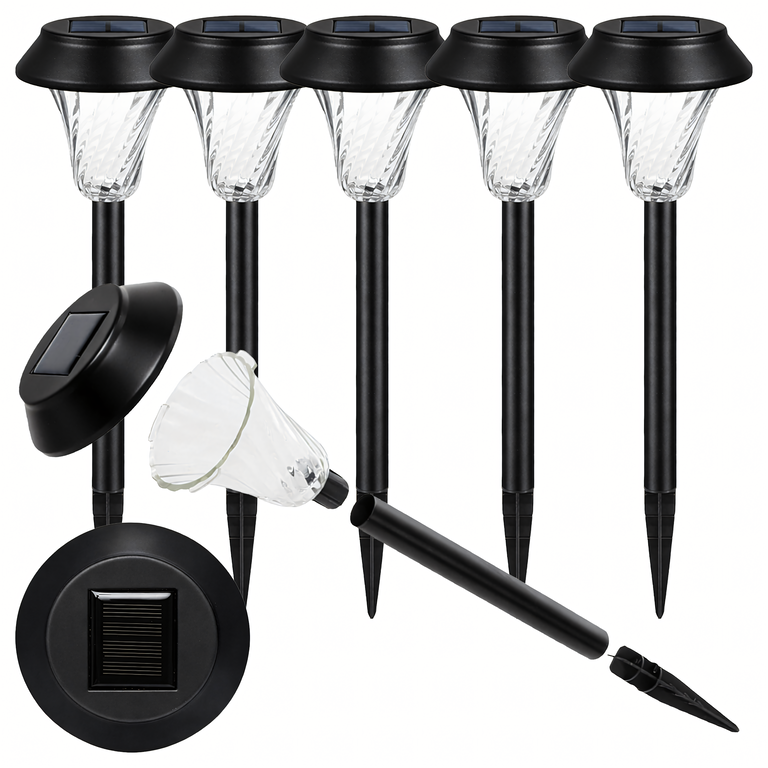 Zestaw Lamp Lampy Ogrodowe Solarne Wbijane Wodoodporne 41cm Zewnętrzne 6szt. (1)