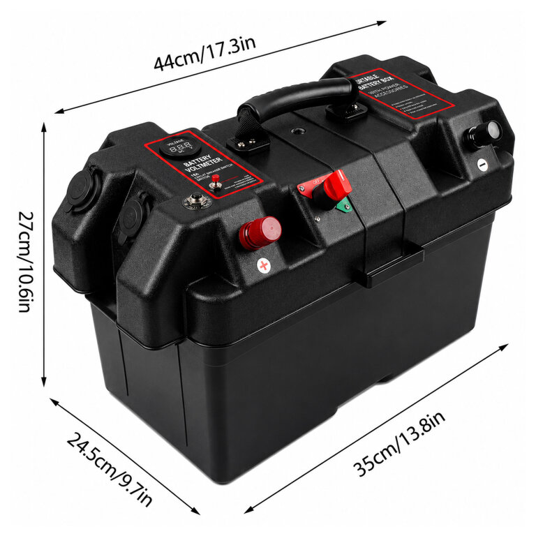 Pojemnik Skrzynka Akumulatorowa 12V Box na Akumulator z Woltomierzem 2x USB (10)