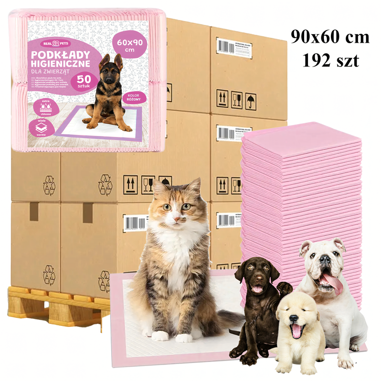 Paleta 168 x Podkłady Maty Higieniczne dla Psa Kota do Nauki Sikania 60x90cm Grube 50 szt (1)