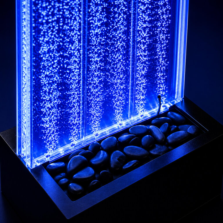 Wolnostojąca Ściana Ścianka Wodna Bąbelkowa Fontanna LED RGB Kolory 150x39x26cm (5)