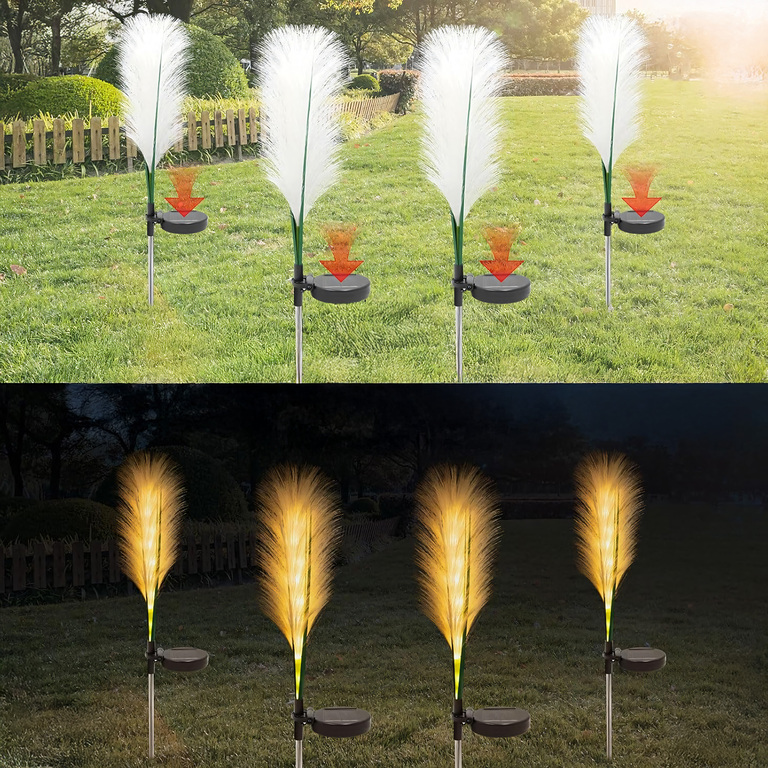 2x Lampa Ogrodowa Solarna Wbijana Trawa Pampasowa Ozdobna Panel Led 85cm (6)