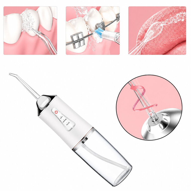 Irygator do Zębów Bezprzewodowy Dentystyczny Mocny 4 Dysze 3 Tryby 230 ml (6)