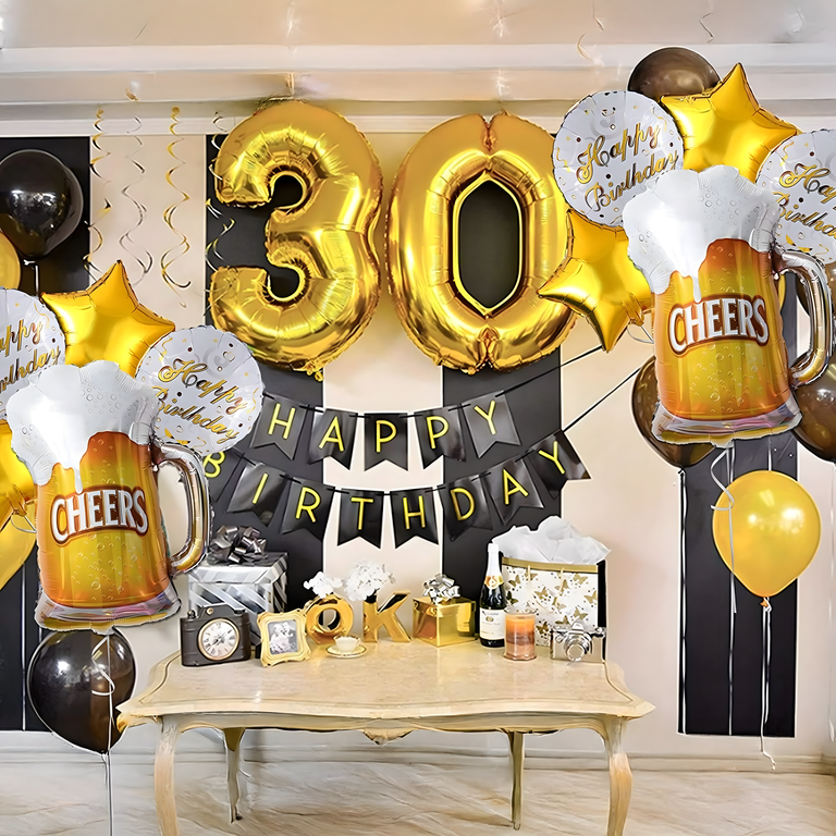 Zestaw Balonów Urodzinowych na Imprezę Kufel Piwa Cheers Urodziny Prezent (5)