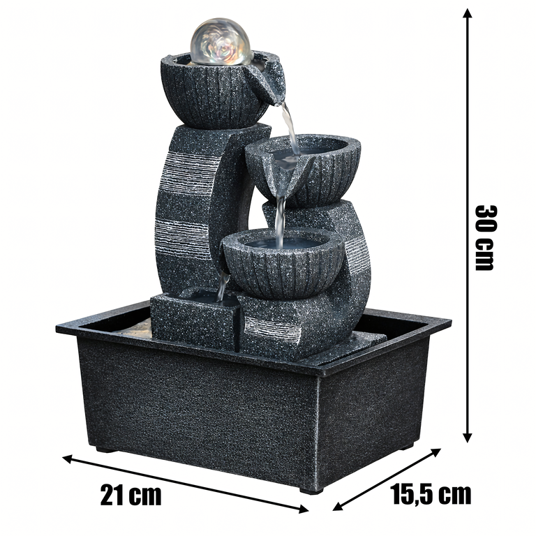 Fontanna Stołowa Ozdobna Ogrodowa na Stół Dekoracyjna Led 30x15,5x21 cm (5)