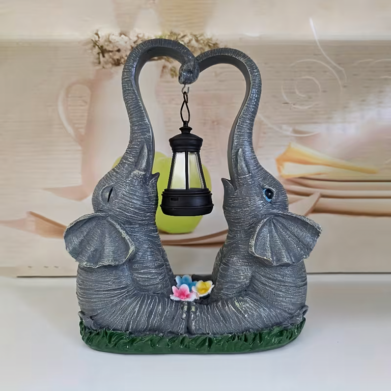 Figurka Lampka Lampa Ozdoba Ogrodowa Solarna Led Słoń Słonik z Lampionem  (6)