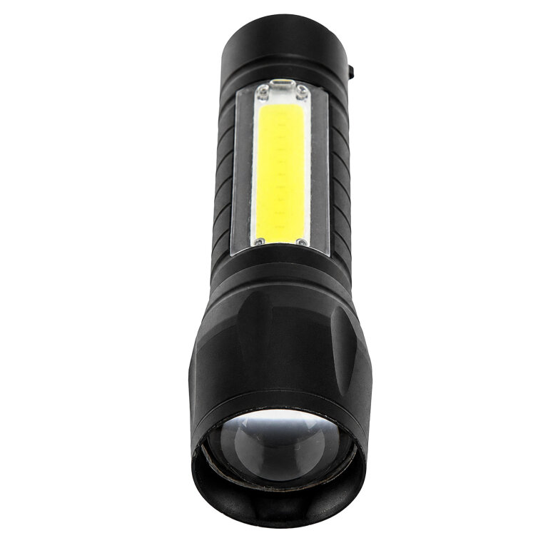 Latarka Taktyczna Mocna LED COB USB Wojskowa Akumulatorowa Etui Lampka Zoom (6)