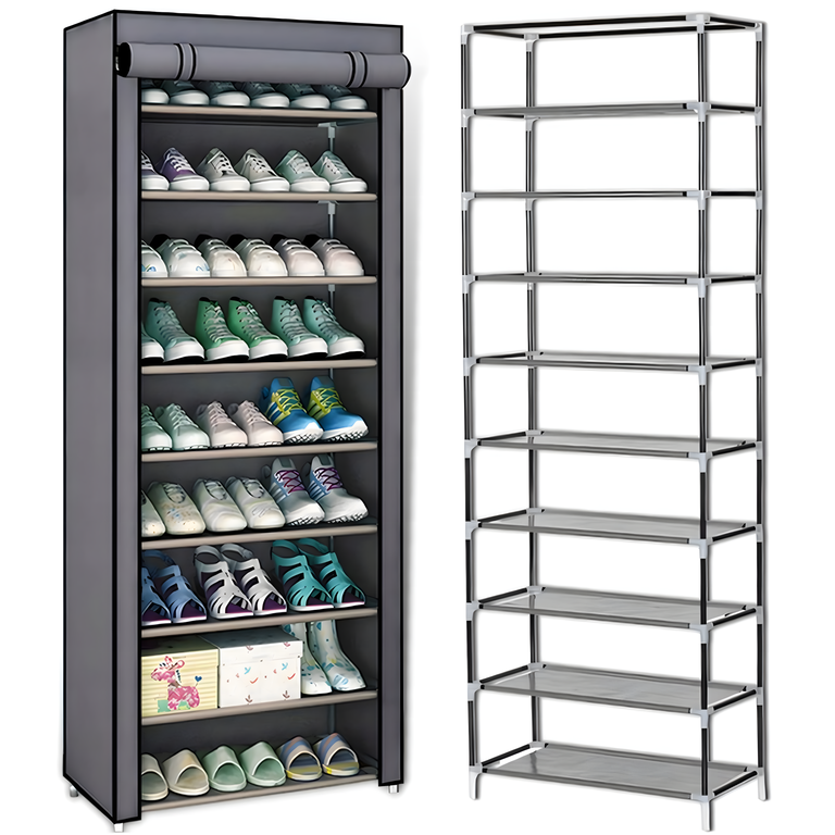 Składana Szafka Tekstylna na Buty Półka Materiałowa Regał Duża 160x60x30cm (3)