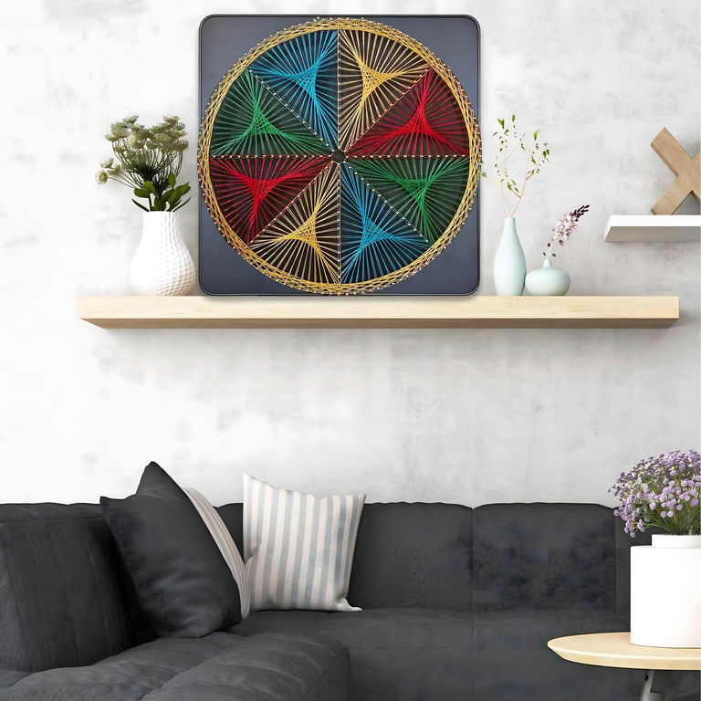 Zestaw Kreatywny Do String Art Przeplatanka Obraz z Nici Ramka 30x30 cm (9)