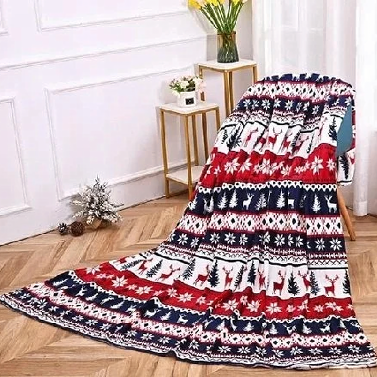 Gruby Koc Zimowy Świąteczny Miękki Narzuta Ciepły na Prezent 120x150 cm (10)