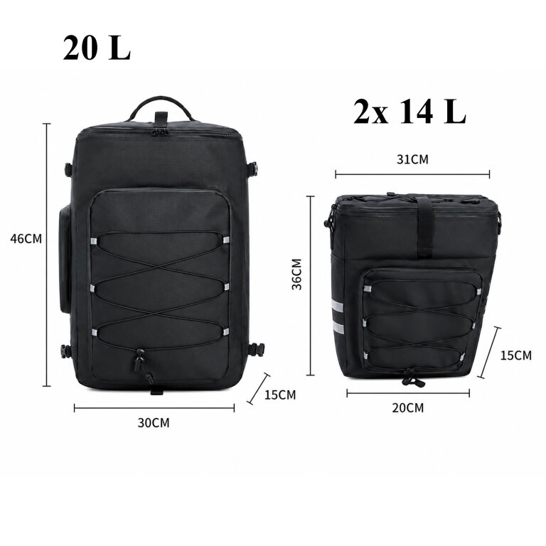 Sakwa Torba Rowerowa Wodoodporna 48L 3w1 Plecak na Bagażnik Rower Duża XXL (7)