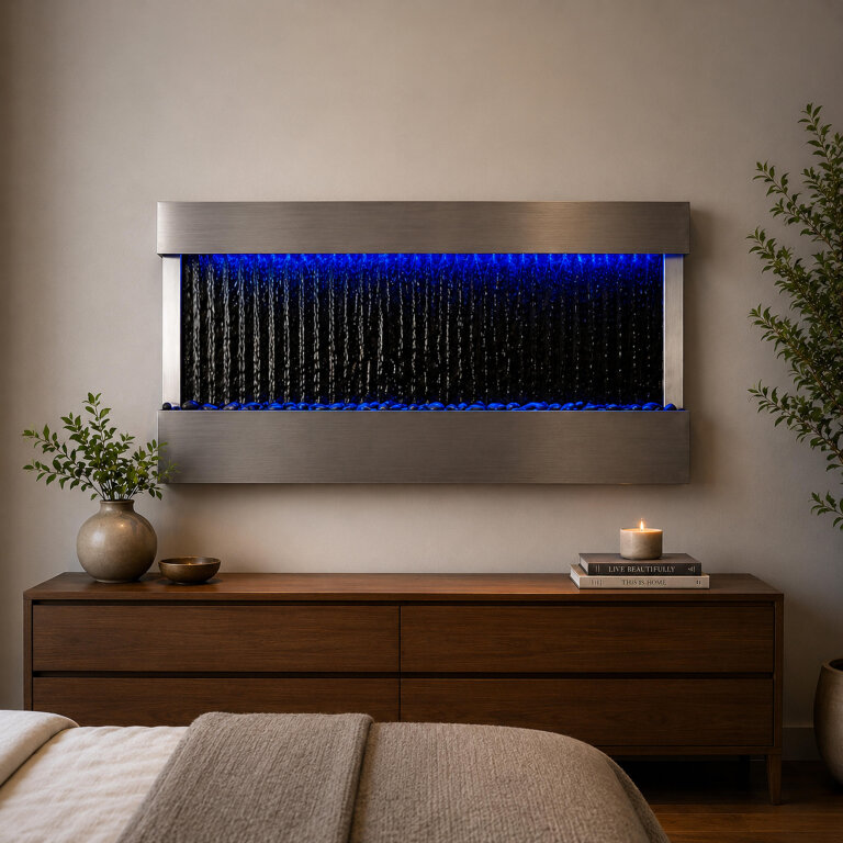 Wisząca Ściana Ścianka Wodna Fontanna Kaskadowa LED RGB Kolory 120x60x13cm (11)