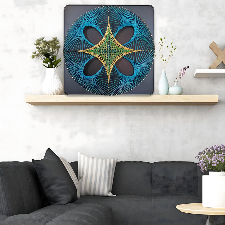 Zestaw Kreatywny Do String Art Przeplatanka Obraz z Nici Ramka 40x40 cm (9)