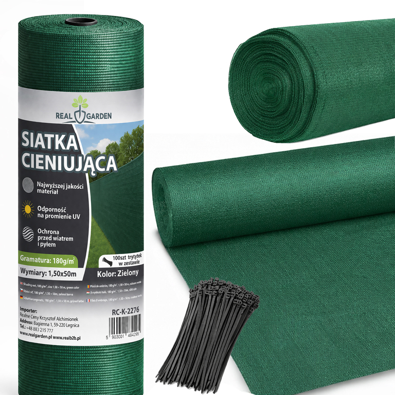 Siatka Cieniująca 1,5x50m 180G Maskująca Osłona Ogrodzenie Płot 100 Opasek (1)