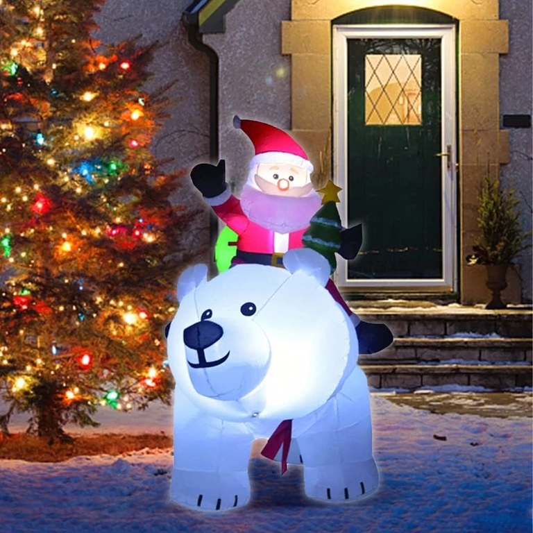 Dekoracja Świąteczna Mikołaj Dmuchany na Niedźwiedziu Misiu Led XXL 210cm (8)
