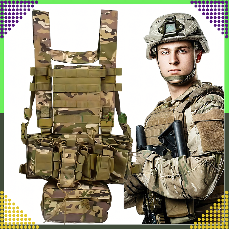 Kamizelka Taktyczna Wosjkowa Ochronna Molle Lekka Airsoft Zasobnik Asg (2)