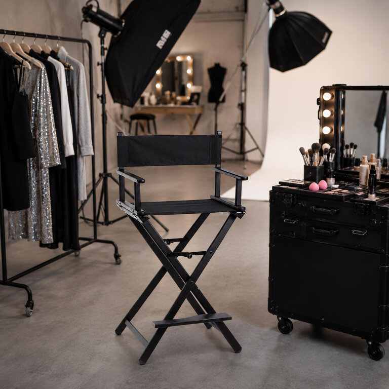 Krzesło do Makijażu Aluminiowe Kosmetyczne Reżyserskie Make-Up Składane  (13)