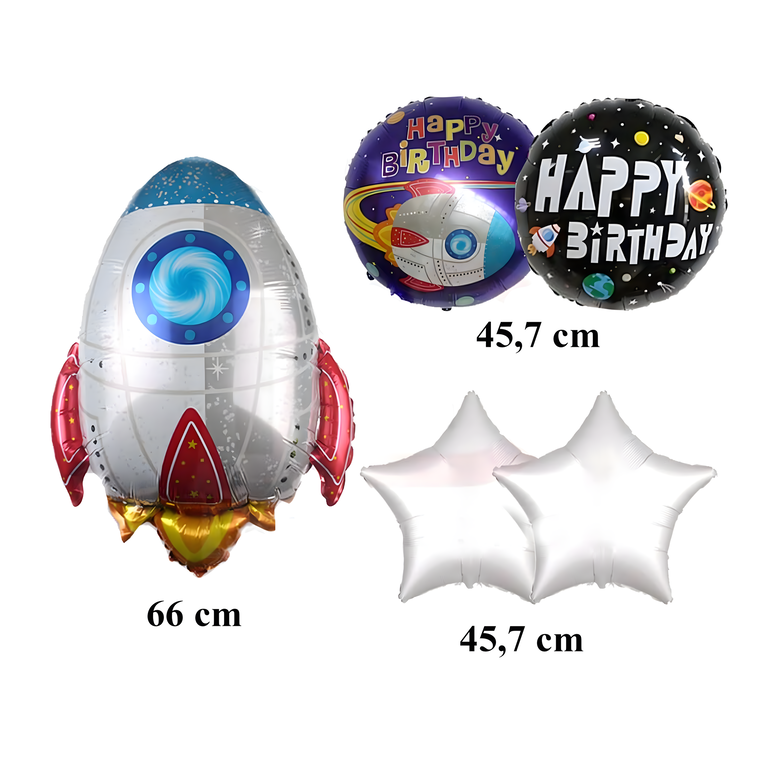Zestaw Balonów Foliowych na Urodziny Kosmos Rakieta 5 szt  (5)