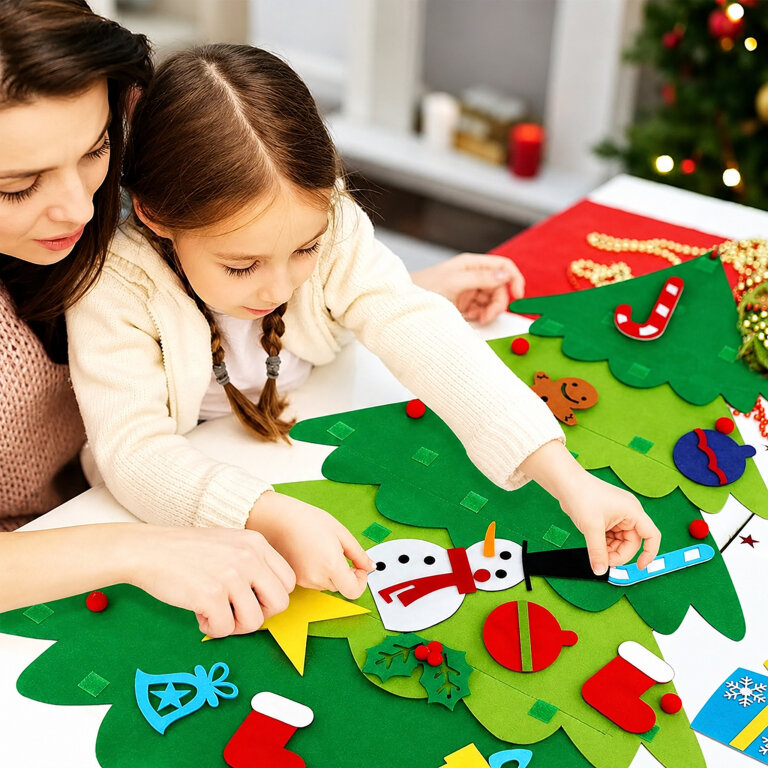 Choinka Filcowa Zabawka DIY dla Dzieci Dekoracja Świąteczna na Świeta 32ele  (8)