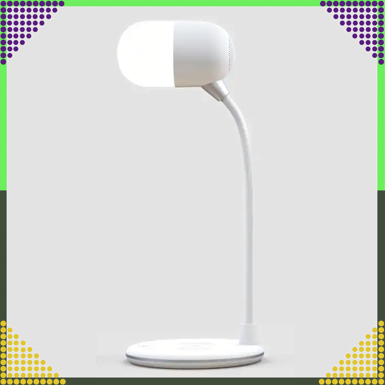 Lampka Biurkowa Nocna Ładowarka Indukcyjna Głośnik Bluetooth Szkolna Nauka (9)