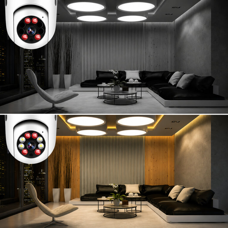 Kamera IP Bezprzewodowa WiFi Żarówka E27 30W do Monitoringu Domu Niania  (10)