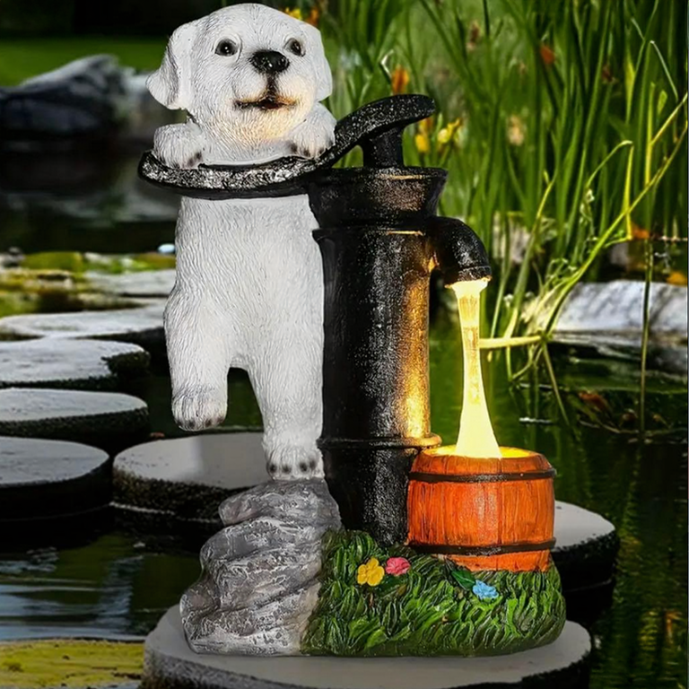 Lampa Lampka Solarna Ogrodowa Ozdobna Ozdoba Pies Szczeniak Led Dekoracja (7)