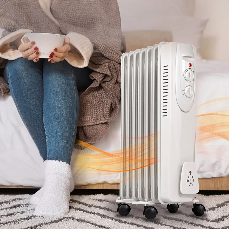 Grzejnik Olejowy Elektryczny Termostat Energooszczędny 1500W 7 Żebrowy Duży (13)