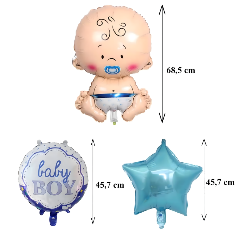 Balony na Baby Shower Bobas Chłopiec Baby Boy Zestaw 5 szt Gwiazdki Balon (6)