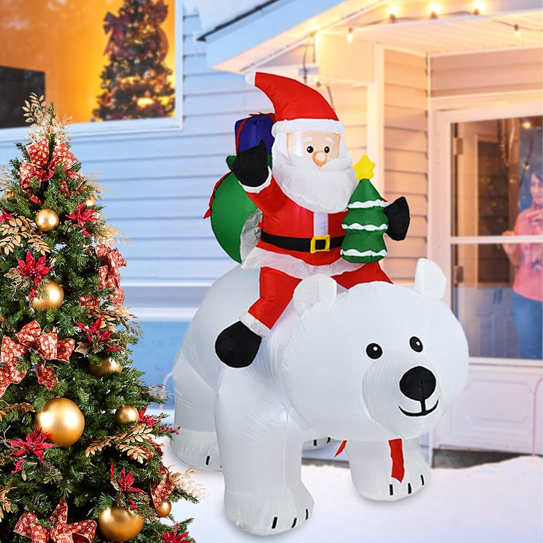 Dekoracja Świąteczna Mikołaj Dmuchany na Niedźwiedziu Misiu Led XXL 210cm (13)