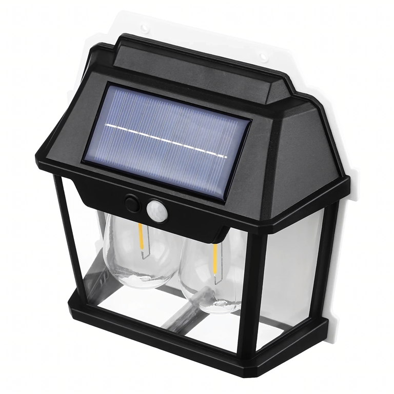 Lampa Solarna Led Podwójna Kinkiet Ogrodowy Elewacyjny z Czujnikiem Ruchu  (3)
