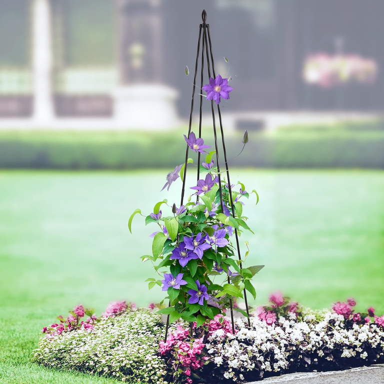 12x Podpora Pergola Ogrodowa Tarasowa na KWiaty Stojak Metalowy Roślin 150 cm (10)