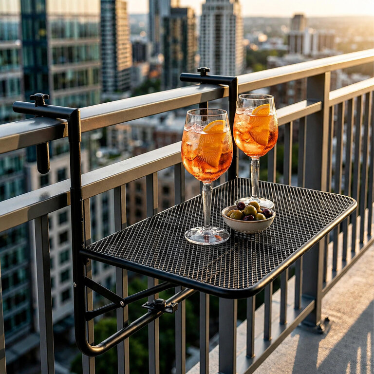Stolik Balkonowy Składany Wiszący Stół na Balkon Taras Regulowany 30kg (14)