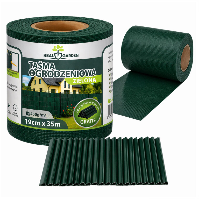 4 x Taśma Ogrodzeniowa 19cm x 35m Osłona Panelowa na Ogrodzenie Płot UV Zielona (11)