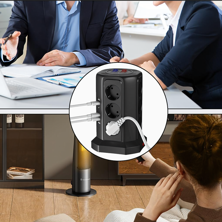 Listwa Zasilająca Stojąca Ochronna Odgromowa 12 Gniazd + 5 Portów Usb Reset (8)