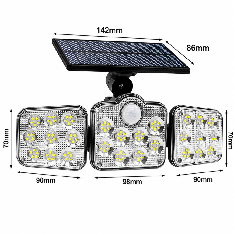 Lampa Solarna Ogrodowa 138 Led Zewnętrzna z Czujnikiem Ruchu Zmierzchu Pilot (8)