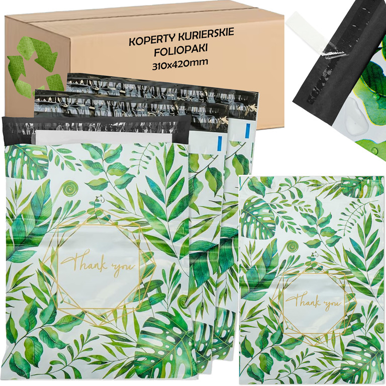 FOLIOPAKI KURIERSKIE MOCNE KOPERTY FOLIOWE 310X420 THANK YOU 50szt (1)