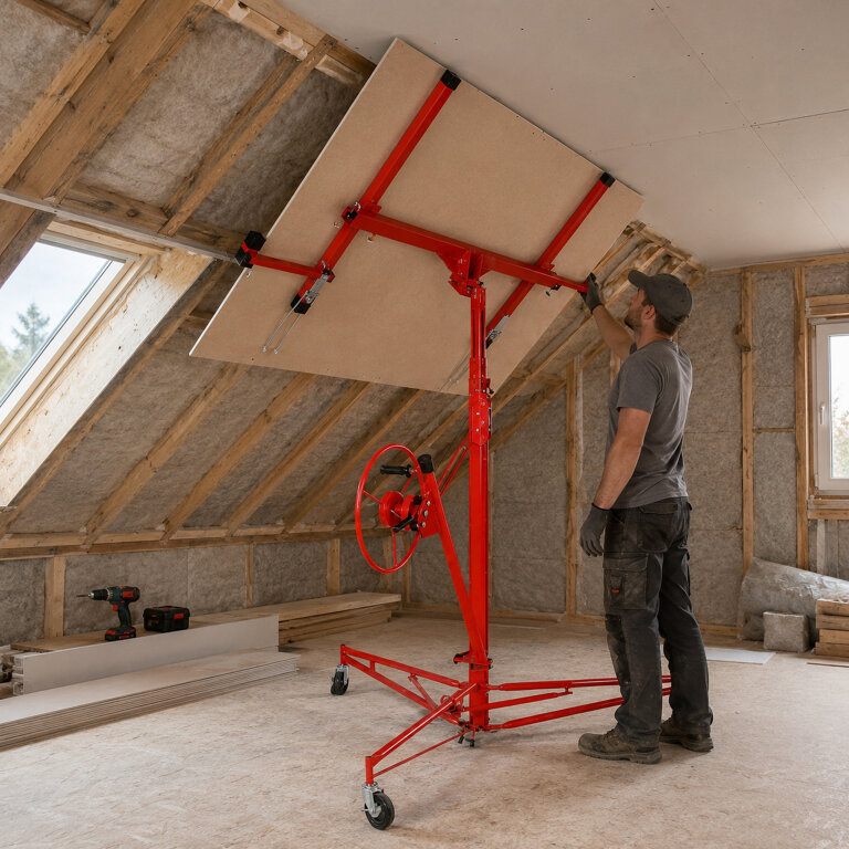 Podnośnik do Płyt Gipsowych GK OSB Karton Gips Regipsów Stojak 3,5m 68kg (12)
