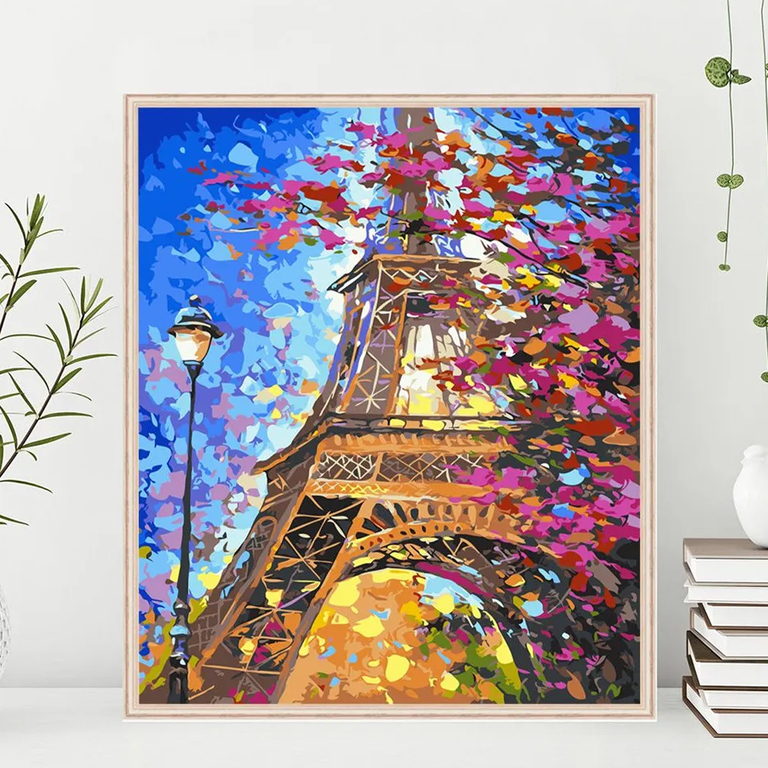 MALOWANIE PO NUMERACH OBRAZ Z RAMĄ  DIY ZESTAW PĘDZLE FARBY PŁÓTNO 30x40 (6)