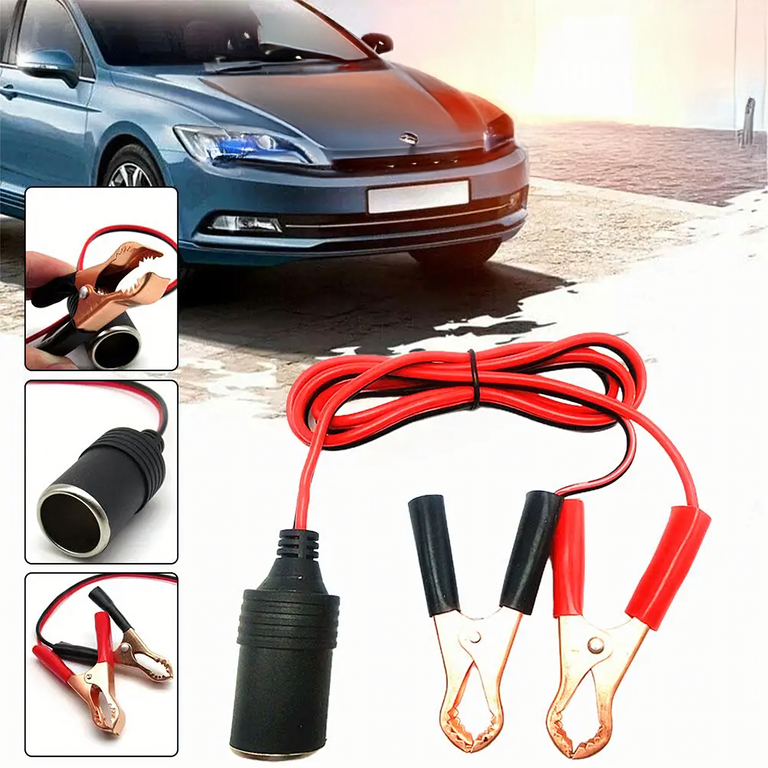 Adapter Przejściówka Gniazda Zapalniczki z Wyjściem na Krokodylki 12V 24V  (12)