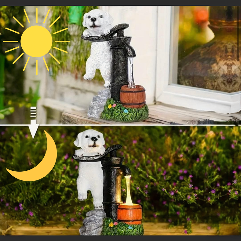 Lampa Lampka Solarna Ogrodowa Ozdobna Ozdoba Pies Szczeniak Led Dekoracja (5)