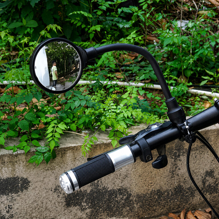 Lusterko Rowerowe Motocyklowe Wsteczne Okrągłe na Kierownicę Czarne 2szt (10)