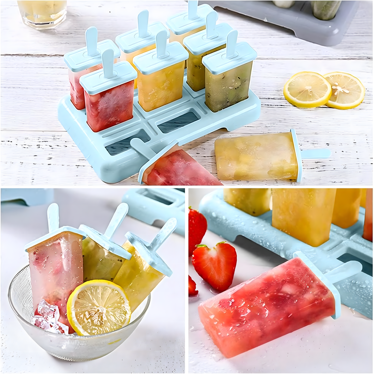 Foremki Forma do Lodów na Patyku Domowe Sorbet Lody Foremka 9 szt (8)